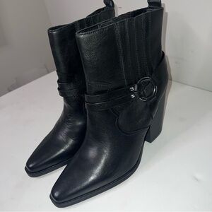 NWOB Aldo Black Square Toe Cowboy Booties